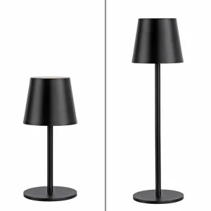 JUST LIGHT. Lampe de table LED rechargeable Euria, noir, fer IP54^ Lampes Décoratives