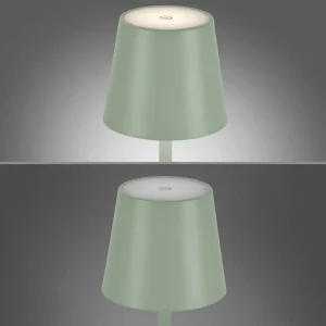 JUST LIGHT. Lampe de table LED rechargeable Euria, vert, fer, IP54^ Lampes Décoratives