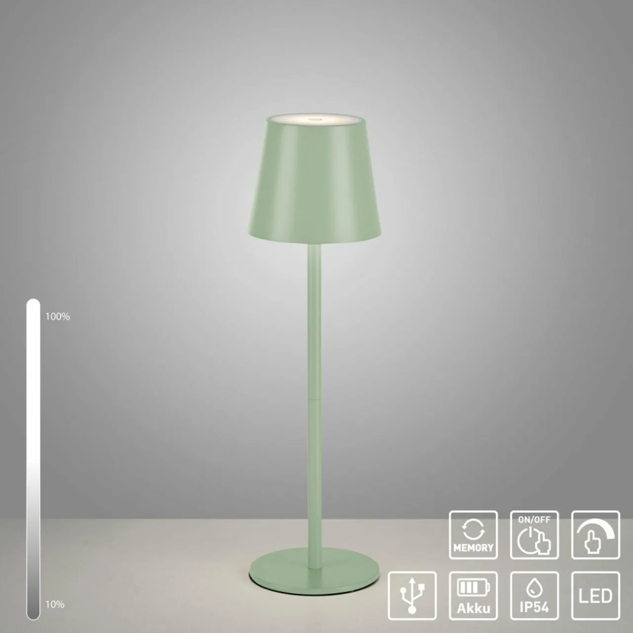 just_light_lampe_de_table_led_rechargeable_euria_vert_fer_ip_3.webp JUST LIGHT. Lampe de table LED rechargeable Euria, vert, fer, IP54^ Lampes Décoratives