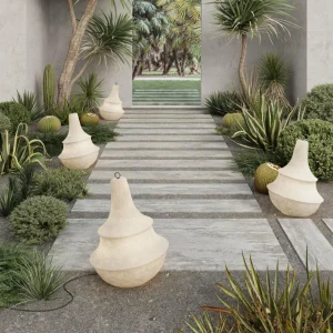 Karman lampadaire d'extérieur Lady D, hauteur 89 cm, blanc, fibre de verre^ Luminaires De Terrasse