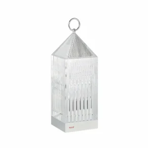 Kartell Lampe à poser LED rechargeable Lantern, crystal, recyclé, IP54^ Lampes Décoratives