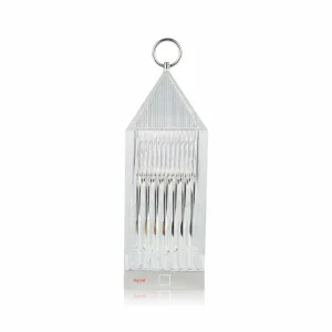 Kartell Lampe à poser LED rechargeable Lantern, crystal, recyclé, IP54^ Lampes Décoratives