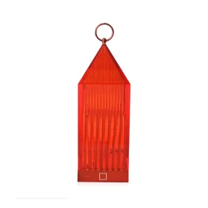 Kartell Lampe à poser rechargeable LED Lantern, rouge, recyclé, IP54^ Lampes Décoratives