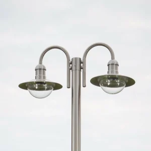Lindby Lampadaire Damion en inox à 2 têtes de lampe^ Lampadaires D'Extérieur
