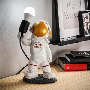 Opviq Lampe à poser Astronaut-1, blanc, polyester, hauteur 32 cm^ Lampes Décoratives