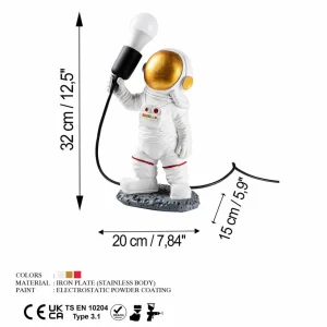 Opviq Lampe à poser Astronaut-1, blanc, polyester, hauteur 32 cm^ Lampes Décoratives