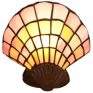 Clayre&Eef Lampe à poser déco 6000, coquille verre, Tiffany^ Lampes Décoratives