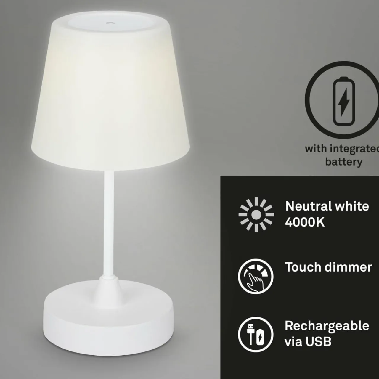 lampe__poser_led_rechargeable_dextrieur_campi_intensit_variable_blanc_6.webp Briloner Lampe à poser LED rechargeable d'extérieur Campi, intensité variable, blanc^ Lampes Décoratives