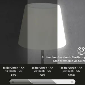 Briloner Lampe à poser LED rechargeable d'extérieur Campi, intensité variable, noir^ Lampes Décoratives