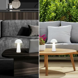 Briloner Lampe à poser LED rechargeable Fungo, blanc^ Lampes Décoratives