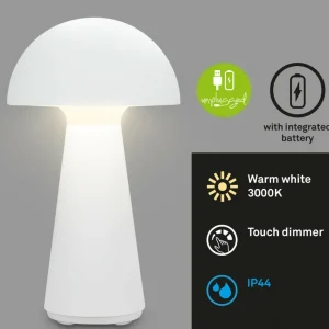 Briloner Lampe à poser LED rechargeable Fungo, blanc^ Lampes Décoratives