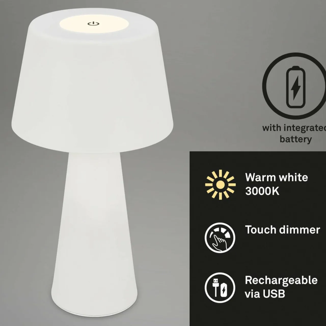 lampe__poser_led_rechargeable_kihi_blanc_2.webp Briloner Lampe à poser LED rechargeable Kihi, blanc^ Lampes Décoratives