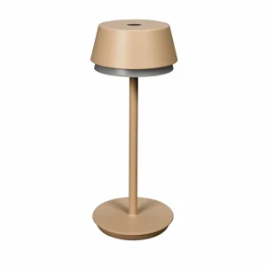 Konstsmide Lampe à poser LED rechargeable Lyon, sable, IP54, variateur d'intensité,^ Lampes Décoratives