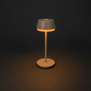 Konstsmide Lampe à poser LED rechargeable Lyon, sable, IP54, variateur d'intensité,^ Lampes Décoratives