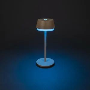 Konstsmide Lampe à poser LED rechargeable Lyon, sable, IP54, variateur d'intensité,^ Lampes Décoratives
