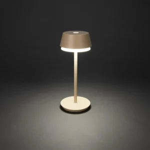 Konstsmide Lampe à poser LED rechargeable Lyon, sable, IP54, variateur d'intensité,^ Lampes Décoratives