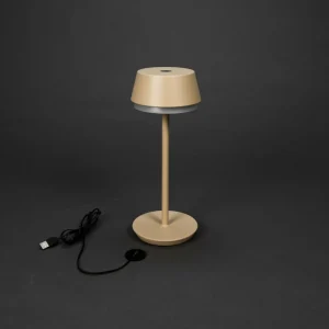 Konstsmide Lampe à poser LED rechargeable Lyon, sable, IP54, variateur d'intensité,^ Lampes Décoratives