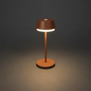 Konstsmide Lampe à poser LED rechargeable Lyon, terracotta, IP54, variateur^ Lampes Décoratives