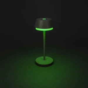 Konstsmide Lampe à poser LED rechargeable Lyon, vert/gris, IP54, variateur^ Lampes Décoratives