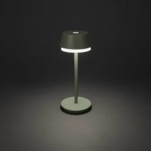 Konstsmide Lampe à poser LED rechargeable Lyon, vert/gris, IP54, variateur^ Lampes Décoratives
