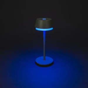 Konstsmide Lampe à poser LED rechargeable Lyon, vert/gris, IP54, variateur^ Lampes Décoratives