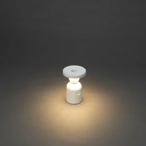 Konstsmide Lampe à poser LED rechargeable Nantes, blanc, aluminium, IP54, variateur^ Lampes Décoratives