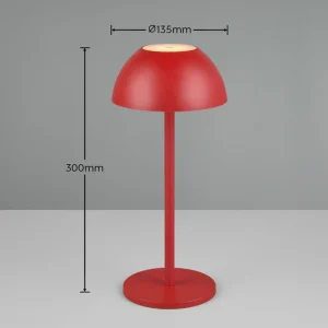 Reality Leuchten Lampe à poser LED rechargeable Ricardo, rouge, hauteur 30 cm, plastique^ Lampes Décoratives