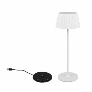 Reality Leuchten Lampe à poser LED rechargeable Suarez, blanc, hauteur 39 cm, métal^ Lampes Décoratives