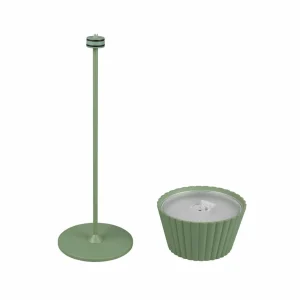 Reality Leuchten Lampe à poser LED rechargeable Suarez, vert, hauteur 39 cm, métal^ Lampes Décoratives