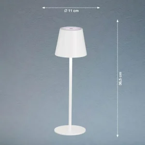 FH Lighting Lampe à poser LED rechargeable Viletto, blanc, IP54^ Lampes Décoratives