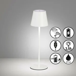FH Lighting Lampe à poser LED rechargeable Viletto, blanc, IP54^ Lampes Décoratives