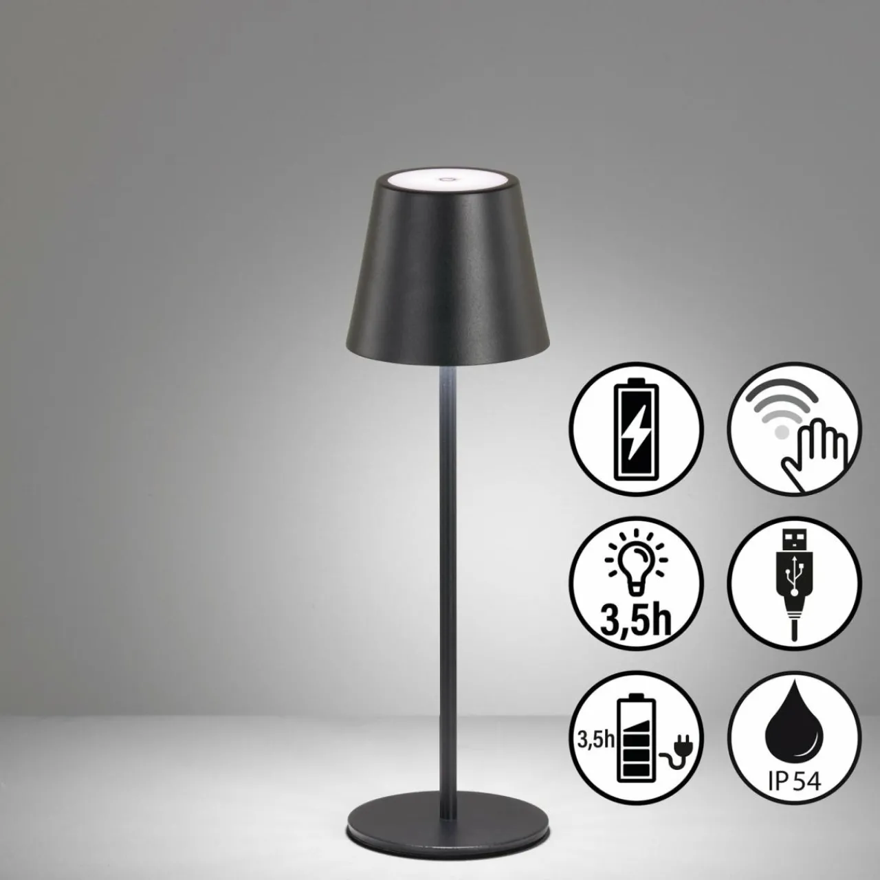 lampe__poser_led_rechargeable_viletto_noir_ip_2.webp FH Lighting Lampe à poser LED rechargeable Viletto, noir, IP54^ Lampes Décoratives