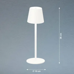 FH Lighting Lampe à poser LED Tropea batterie, blanc sable^ Lampes Décoratives