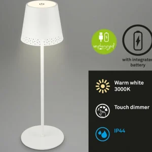 Briloner Lampe à table LED Kiki avec poser rechargeable 3.000K, blanc^ Lampes Décoratives