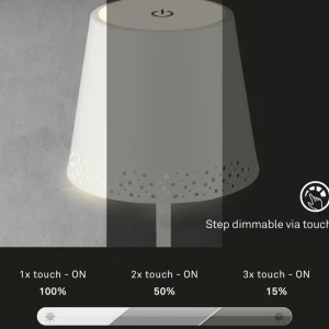 Briloner Lampe à table LED Kiki avec poser rechargeable 3.000K, blanc^ Lampes Décoratives