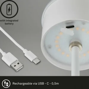 Briloner Lampe à table LED Kiki avec poser rechargeable 3.000K, blanc^ Lampes Décoratives