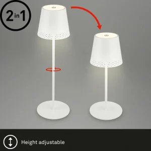 Briloner Lampe à table LED Kiki avec poser rechargeable 3.000K, blanc^ Lampes Décoratives
