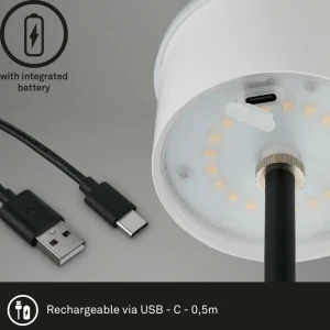 Briloner Lampe à table LED Kiki avec poser rechargeable 3.000K, noir^ Lampes Décoratives