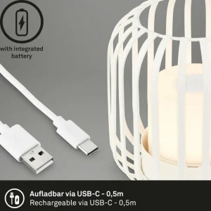 Briloner Lampe batterie LED 7279 IP44 panier métal blanc^ Lampes Décoratives
