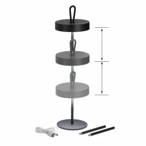 FH Lighting Lampe batterie LED Dord, variateur tactile, noire^ Lampes Décoratives