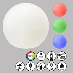 FH Lighting Lampe batterie LED solaire Busso blanc, détecteur^ Lampes Décoratives