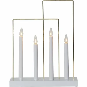 STAR TRADING Lampe déco fenêtre Glossy cadre, 4 lampes, blanche^ Lumière De Noël