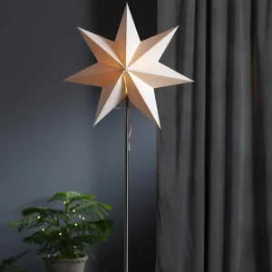 STAR TRADING Lampe déco Moa, combi étoile+abat-jour, pied chêne^ Lumière De Noël