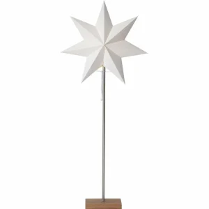 STAR TRADING Lampe déco Moa, combi étoile+abat-jour, pied chêne^ Lumière De Noël