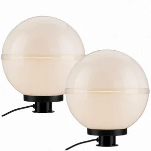JUST LIGHT. Lampe décorative d'extérieur Hemis, piquet de terre, pack de 2 Ø 30cm^ Projecteurs D'Extérieur