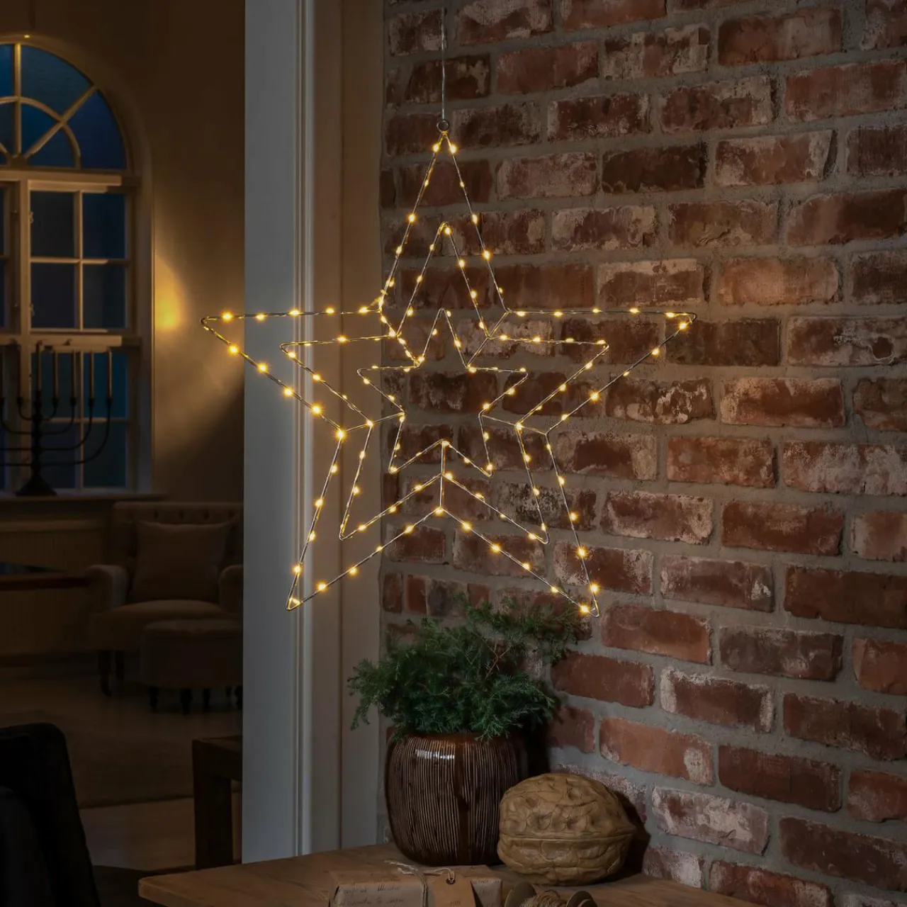 lampe_dcorative_led_toile_dargent_xcm_0.webp Konstsmide Christmas Lampe décorative LED Étoile d'argent 66x64 cm^ Lumière De Noël
