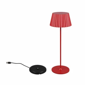 Reality Leuchten Lampe de table à LED rechargeable Suarez, rouge, hauteur 39 cm, métal,^ Lampes Décoratives
