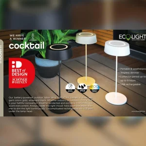 Eco-Light Lampe de table batterie LED Cocktail, dim, blanche^ Lampes Décoratives