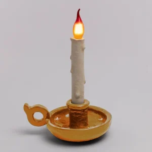 SELETTI Lampe de table déco LED Grimm Bugia bougie dorée^ Lampes Décoratives