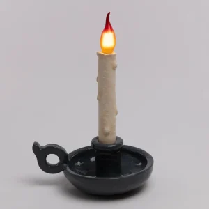 SELETTI Lampe de table déco LED Grimm Bugia bougie grise^ Lampes Décoratives